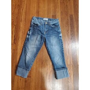 Womens Phat Fashions Silver Label Sz 3 Stretch CROPPED cuffed Jeans Capri